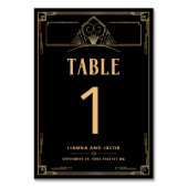 Art Déco 20s Mariage noir et or Numéro de table (Dos)