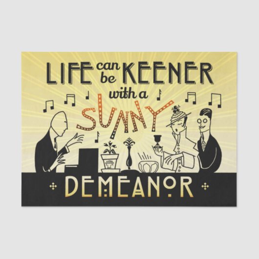 Art Deco 20s Retro Sunny Demeanor Inspirerend Tissuepapier (Voorkant)