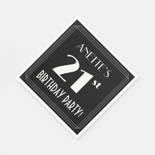 Art Deco 21st Birthday Party met aangepaste naam Servet (Hoek)