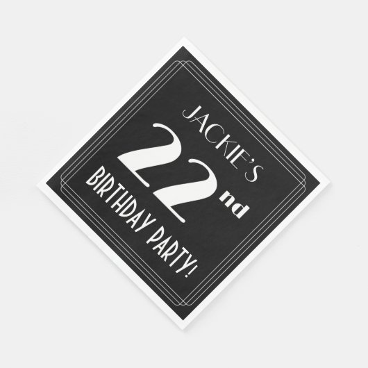 Art Deco 22e verjaardag met aangepaste naam Servet (Hoek)