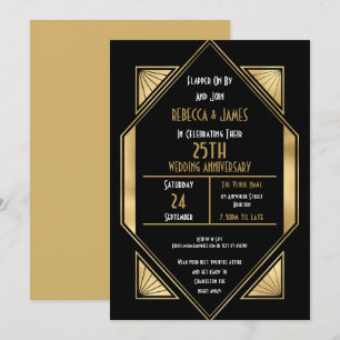 Art Deco 25 jaar zilveren huwelijksjubileum Kaart