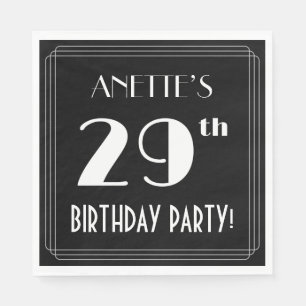 Art Deco 29th Birthday Party met aangepaste naam Servet