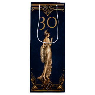 Art Deco 30e flapper girl blauw goud Gatsby wijn Cadeautas