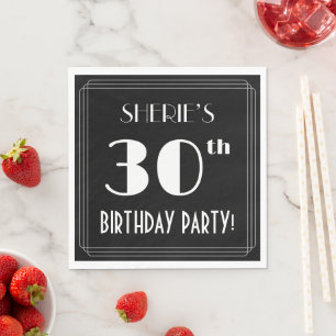Art Deco 30th Birthday Party met aangepaste naam Servet