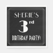 Art Deco 3rd Birthday Party met aangepaste naam Servet (Voorkant)