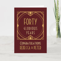 Art Deco 40e bruiloft Jubileum Namen Ruby Rood