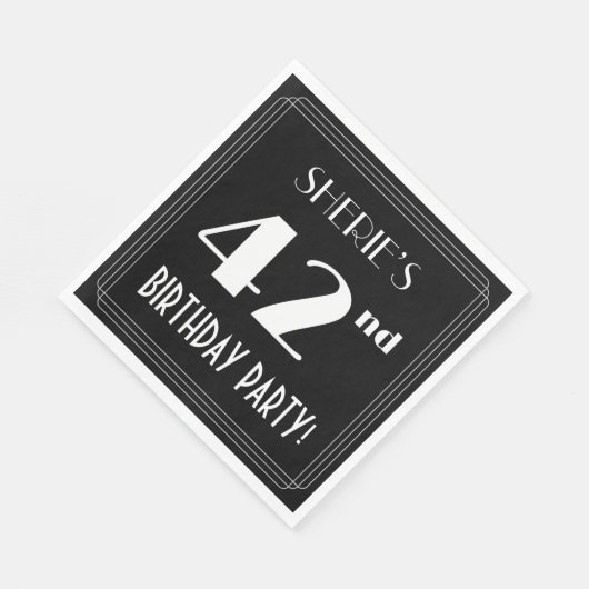 Art Deco 42e verjaardag met aangepaste naam Servet (Hoek)