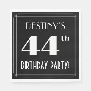 Art Deco 44th Birthday Party met aangepaste naam Servet
