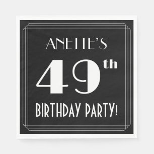 Art Deco 49th Birthday Party met aangepaste naam Servet