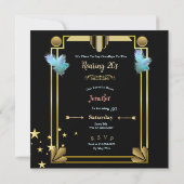 Art Déco 50E Anniversaire Gatsby Thème Invitations (Dos)