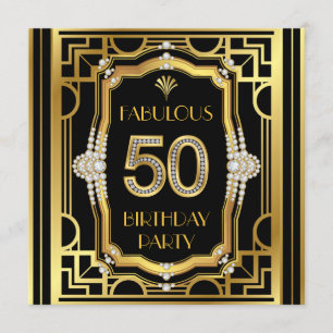 Art Deco 50ste verjaardagsfeestje Kaart