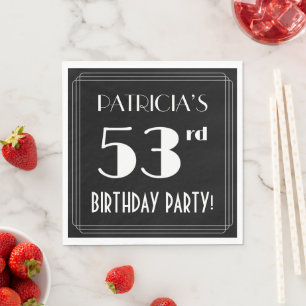 Art Deco 53rd Birthday Party met aangepaste naam Servet