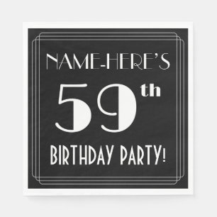 Art Deco 59th Birthday Party met aangepaste naam Servet