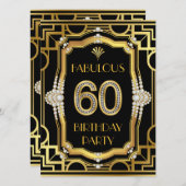 Art Deco 60ste verjaardag Kaart (Voorkant / Achterkant)