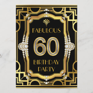 Art Deco 60ste verjaardagsfeestje Kaart