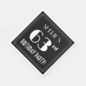 Art Deco: 63rd Birthday Party met aangepaste naam Servet (Hoek)