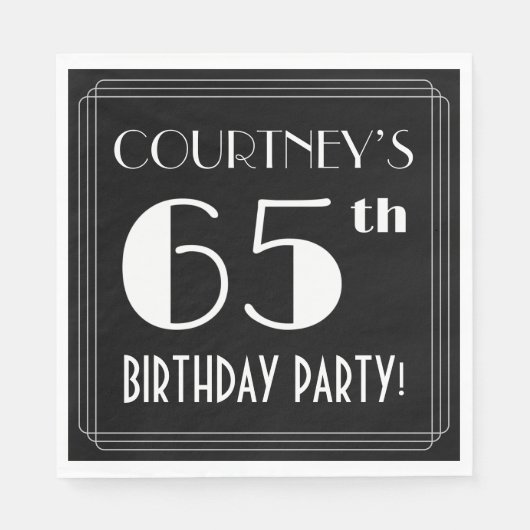 Art Deco: 65e verjaardag met aangepaste naam Servet (Voorkant)