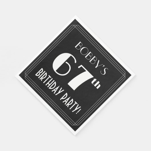 Art Deco: 67e verjaardag met aangepaste naam Servet (Hoek)