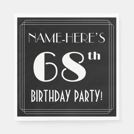Art Deco: 68e verjaardag met aangepaste naam Servet (Voorkant)