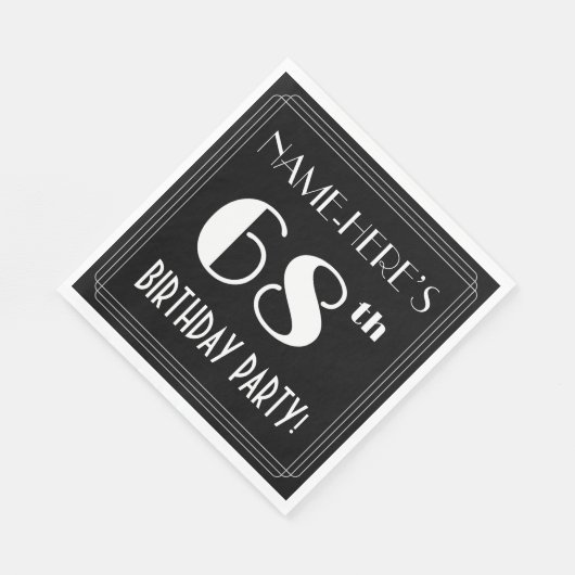 Art Deco: 68e verjaardag met aangepaste naam Servet (Hoek)