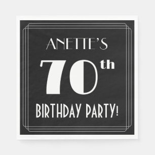 Art Deco 70th Birthday Party met aangepaste naam Servet