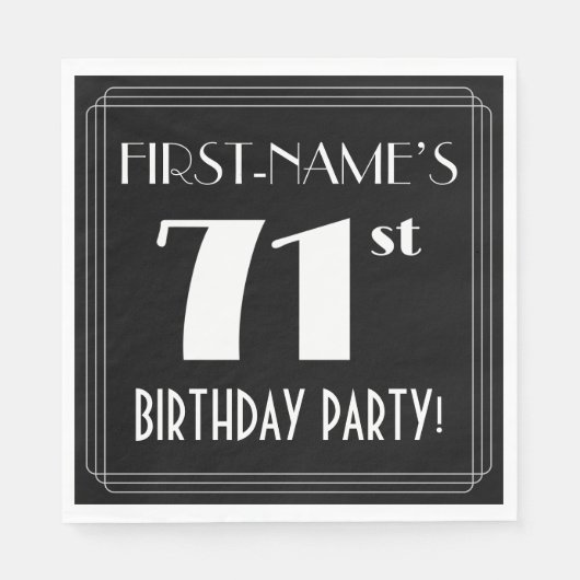 Art Deco 71st Birthday Party met aangepaste naam Servet (Voorkant)