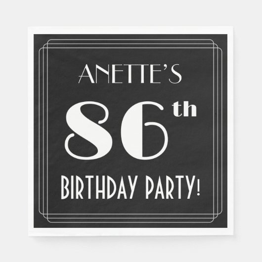 Art Deco: 86th Birthday Party met aangepaste naam Servet (Voorkant)