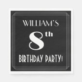 Art Deco: 8th Birthday Party met aangepaste naam Servet (Voorkant)