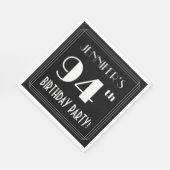 Art Deco: 94e verjaardag met aangepaste naam Servet (Hoek)