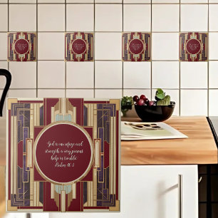 Art Deco aanpasbare Bijbelvers Tegeltje