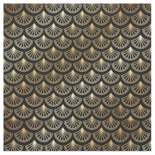 Art Deco  Abstract Geometric Black en Gold Stof