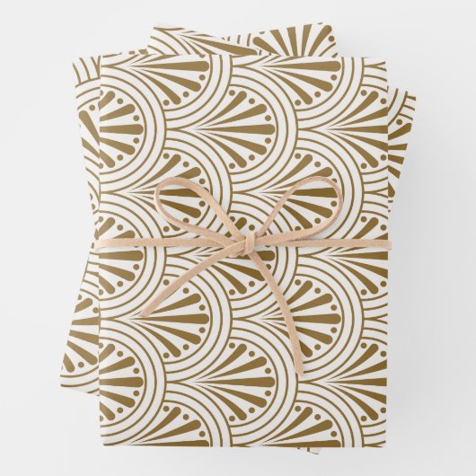 Art Deco Abstract Geometrisch Beige en Goud Inpakpapier Vel (In situ)