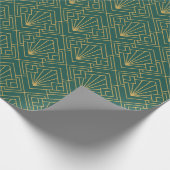 Art Deco  Abstract Geometrisch Groen en Goud Cadeaupapier (Hoek)