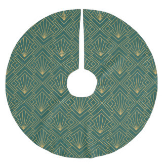 Art Deco  Abstract Geometrisch Groen en Goud Kerstboom Rok