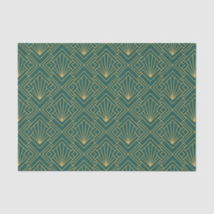 Art Deco Abstract Geometrisch Groen en Goud Tissuepapier