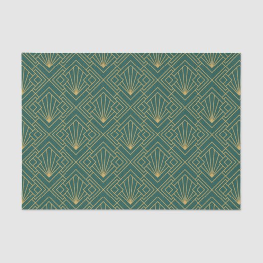 Art Deco Abstract Geometrisch Groen en Goud Tissuepapier (Voorkant)