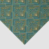 Art Deco Abstract Geometrisch Groen en Goud Tissuepapier (Detail)