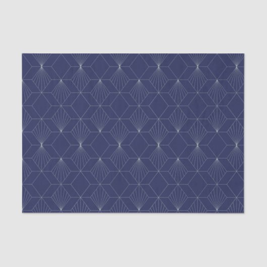 Art Deco Abstract geometrisch patroon donkerblauw Tissuepapier (Voorkant)