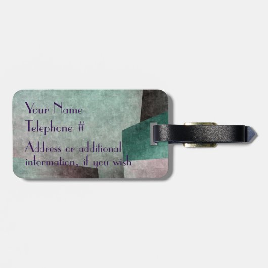 Art Deco Abstract in Emerald Green en Mauve Bagagelabel (Achterkant horizontaal)