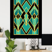 Art Deco Abstract patroon Poster (Thuiskantoor)