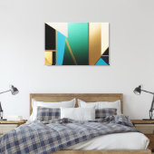 Art Déco Abstrait Géométrique Sarcelle et Or (Insitu(Chambre))