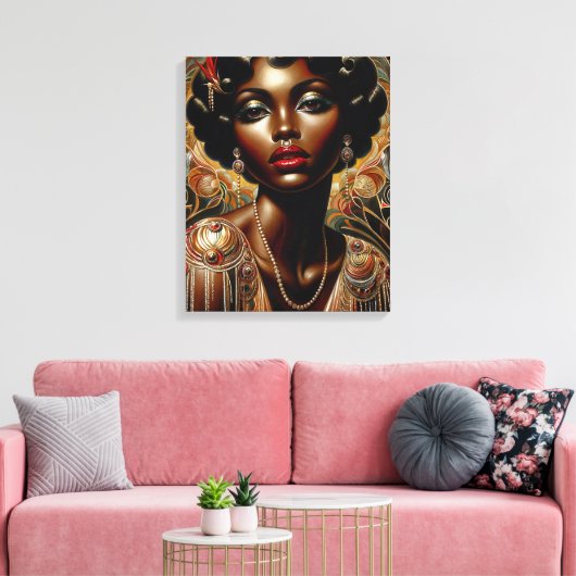 Art Deco Afro-Amerikaans portret Canvas Afdruk (Insitu (Woonkamer))