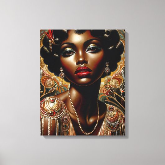 Art Deco Afro-Amerikaans portret Canvas Afdruk (Voorkant)