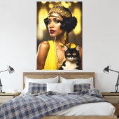 Art Deco, Afro-Amerikaanse Flapper, Gatsby Style Canvas Afdruk (Insitu (Slaapkamer))