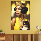 Art Deco, Afro-Amerikaanse Flapper, Gatsby Style Canvas Afdruk (Insitu (Woonkamer))