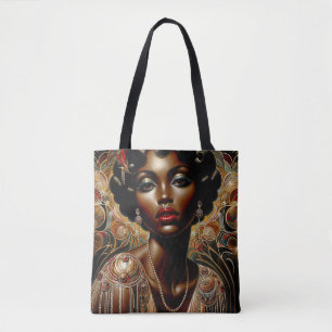 Art Deco Afro-Amerikaanse vrouw kunst Draagtas
