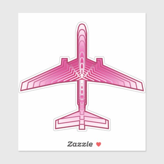 Art Deco Airplane, Fuchsia and Pastel Pink Sticker (Vel)