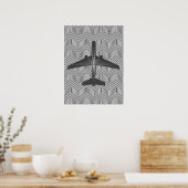 Art Deco Airplane, Graphite en Silver Grey Poster (Keuken)