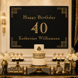 Art déco Anniversaire Noir Or les Années Folles 20