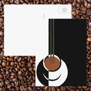 Art Deco antiek, kopje koffie met stoom Briefkaart